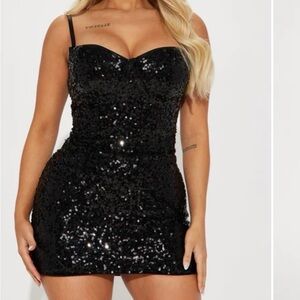 Fashion Nova Black Sequin Mini Dress